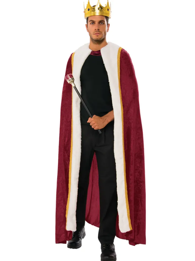 Adults Maroon Burgundy Red Velvet King's Robe Cape