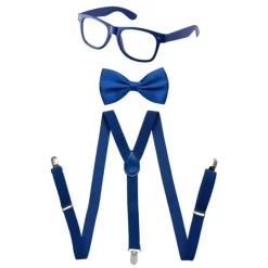 Adults/Teens Neon Suspender, Bowtie, & Glasses Accessory Set