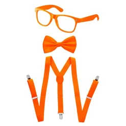 Adults/Teens Neon Suspender, Bowtie, & Glasses Accessory Set