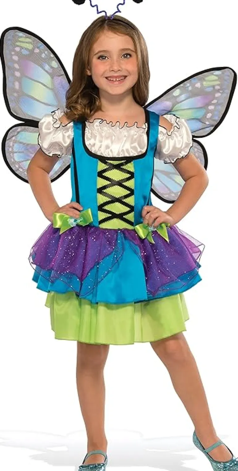 Girls Glittery Blue Butterfly Costume