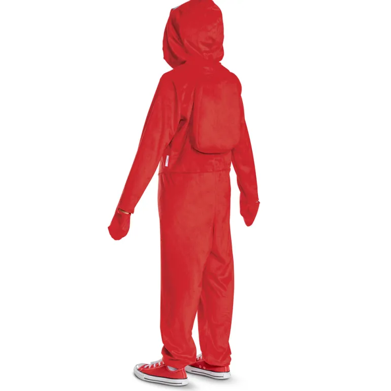 Kids Among Us Red Impostor Hooded Jumpsuit Costume