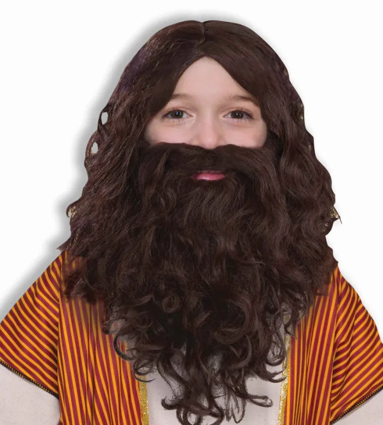 Kids Biblical Beard & Wig Set