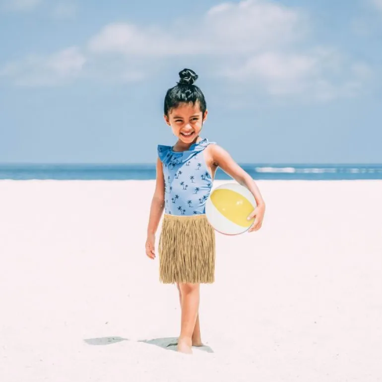Kids Natural Tan Raffia Mini Hula Skirt