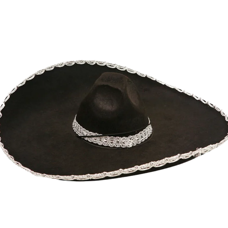Mexican Mariachi Black and Silver Sombrero Hat