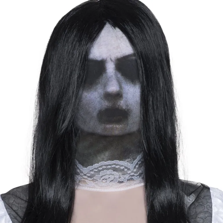 Scary Creepy Ghost Mask with Wig