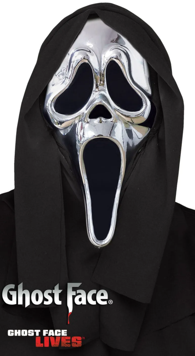 Scream Ghost Face Chrome Metallic Costume Mask