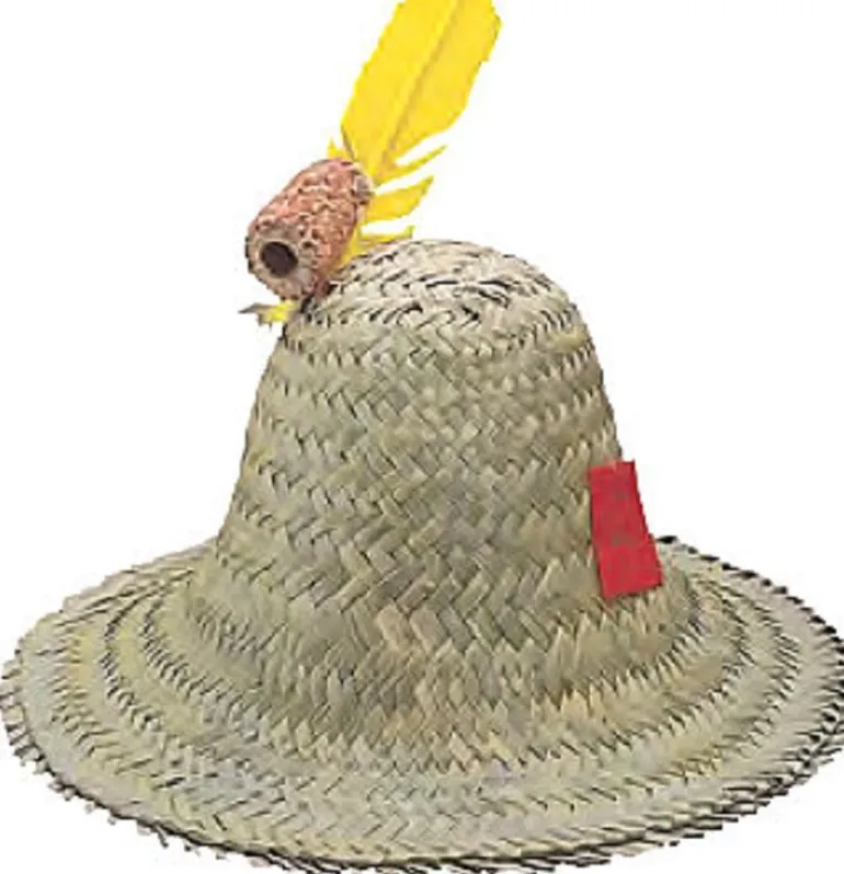 Straw Farmer Hillbilly Harvest Hat with Corncob Pipe Costume Accessory