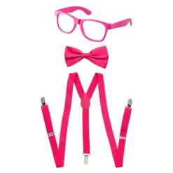 Toddlers Neon Suspender, Bowtie, & Glasses Accessory Set