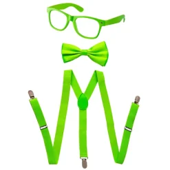 Toddlers Neon Suspender, Bowtie, & Glasses Accessory Set