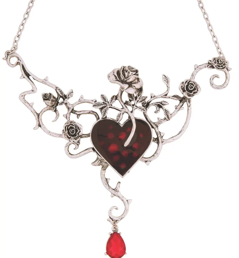 Wicked Gems Bed of Blood Rose Necklace Costume Jewelry Accessory