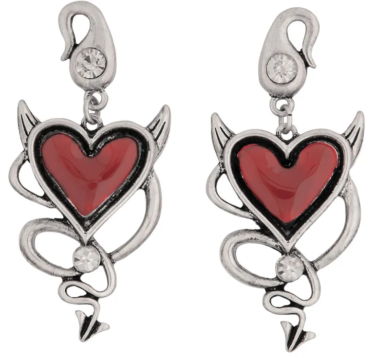 Wicked Gems Devil Heart Earrings Costume Jewelry Accessory