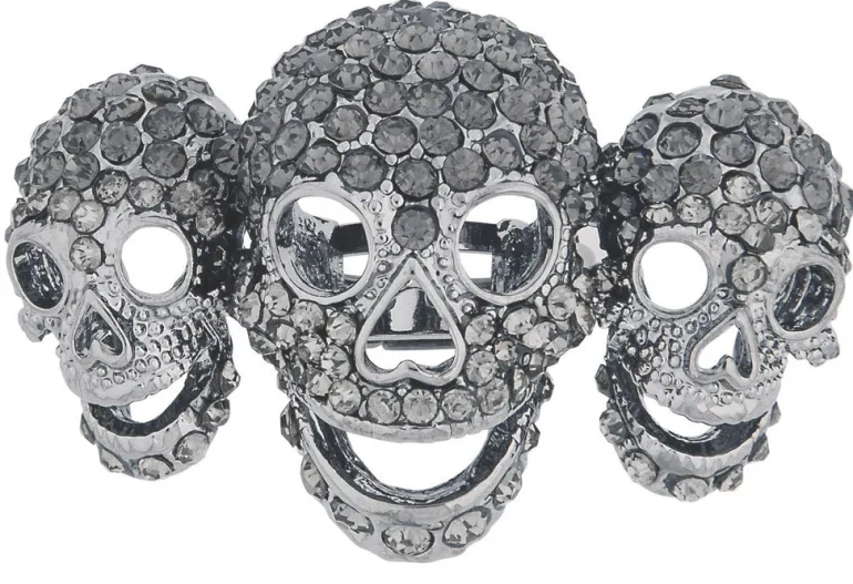 Wicked Gems Grey Skulls Ring Costume Jewelry Accessory
