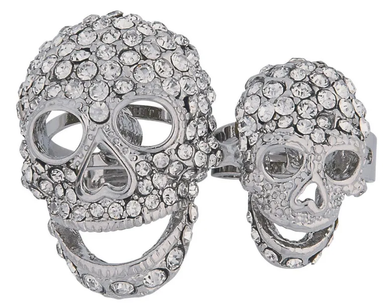 Wicked Gems Silver Skulls Ring Costume Jewelry Accessory