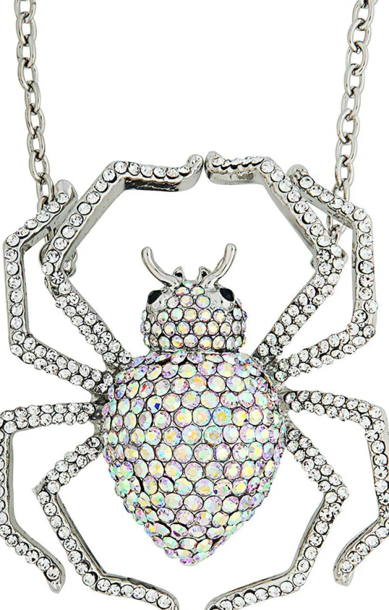 Wicked Gems Silver Spider Necklace Costume Jewelry Accessory
