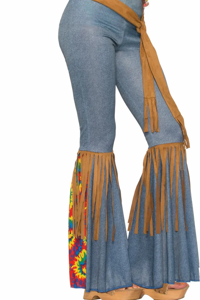 Womens Bell Bottom Hippie Costume Pants with Belt