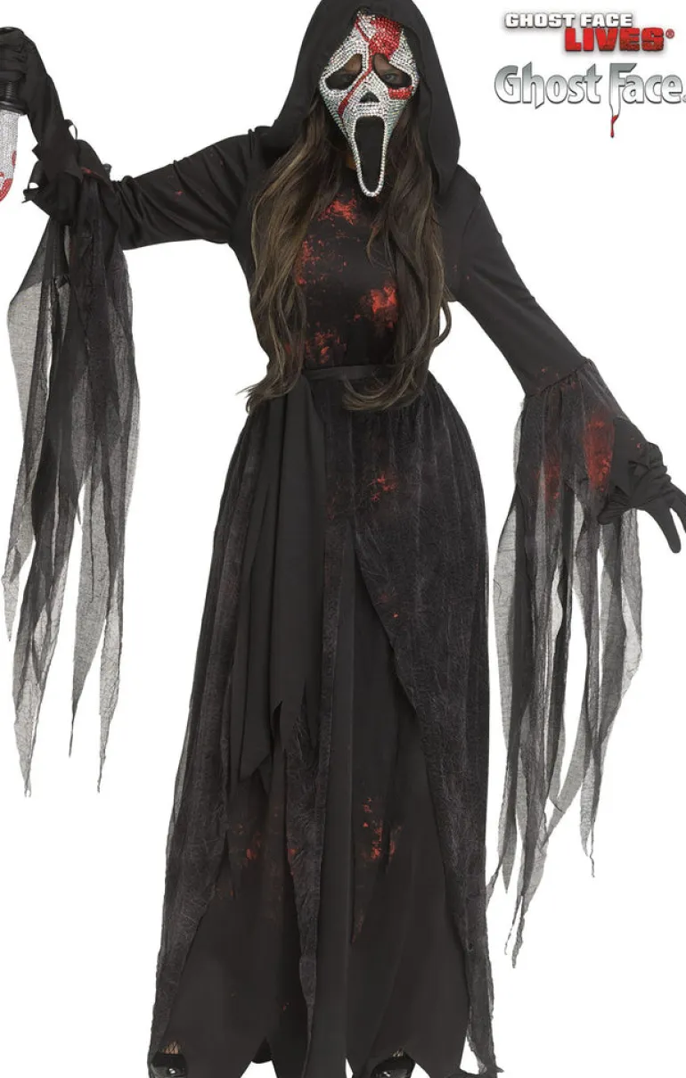 Womens Scream Bloody Bling Ghost Face Costume Dress
